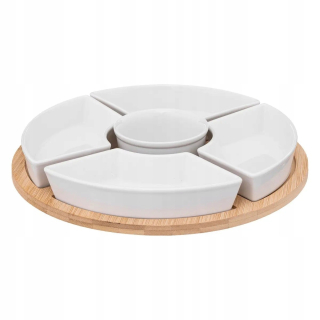 Kuchynská miska - Misky na namáčanie Okrúhly podnos BAMBOO porcelánové misky na šalát 5 ks Súprava
